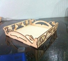 Lazer Kesim Ahşap Dekoratif Tepsi DXF Dosyası