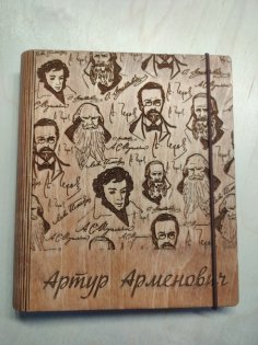 Lazer Kesim Ahşap Defter Oyma Kapak Ücretsiz Vektör