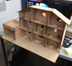 Lazer Kesim Büyük Oyuncak Bebek Evi Playmobil Evi Ücretsiz Vektör
