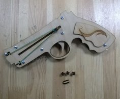 Lazer Kesim Kendin Yap Revolver 3D Ahşap Puzzle Ücretsiz Vektör