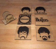 Lazer Kesim Beatles Bardak Altlıkları Ücretsiz Vektör