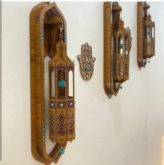 Lazer Kesim Endülüs Duvar Apliği Fas Feneri Duvar Lambası 4mm DXF Dosyası