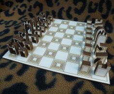 Lazer Kesim Ahşap Satranç Takımları Ücretsiz Vektör