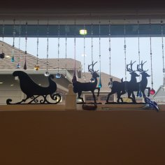 Lazer Kesim Noel Baba Kızağı Geyik Noel Pencere Dekor DXF Dosyası