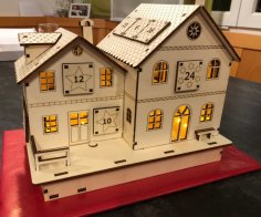 Lazer Kesim Advent Takvimi Evi SVG Dosyası