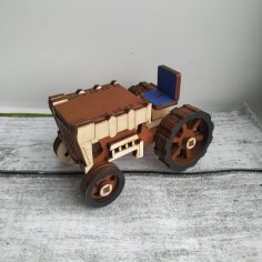 Lazer Kesim Ahşap Traktör Modeli 4mm Ücretsiz Vektör
