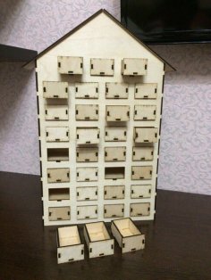 Lazer Kesim Ahşap Advent Takvimi Evi Ücretsiz Vektör