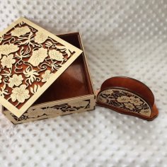 Lazer Kesim Benzersiz Ahşap Çay Poşeti Saklama Kutusu Ücretsiz Vektör