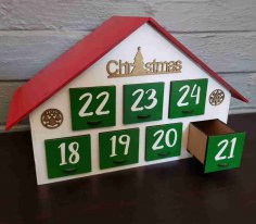 Lazer Kesim Advent Takvimi Evi 3mm SVG Dosyası