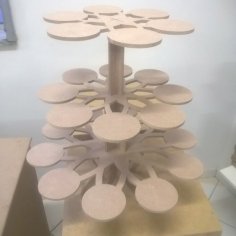 Lazer Kesim 3 Katlı Cupcake Standı Ücretsiz Vektör