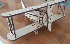 Lazer Kesim Çift Kanatlı Uçak 3mm Kontraplak DXF Dosyası