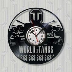 Lazer Kesim World Of Tanks Vinil Duvar Saati Ücretsiz Vektör