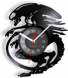 Lazer Kesim Yabancı Xenomorph Vinil Duvar Saati Ücretsiz Vektör