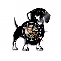 Lazer Kesim Dachshund Köpek Duvar Saati Ücretsiz Vektör