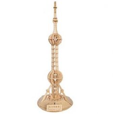 Lazer Kesim Şangay Oriental Pearl Kulesi 3D Puzzle Ücretsiz Vektör