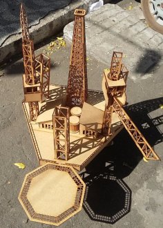 Lazer Kesim Petrol Platformu 3D Puzzle Ücretsiz Vektör