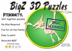 Lazer Kesim Pterodaktil 3D Puzzle DXF Dosyası
