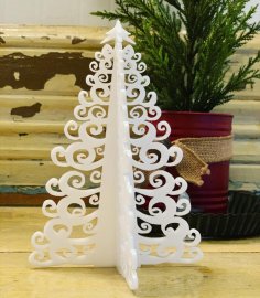 Lazer Kesim 3D Ayakta Durabilen Noel Ağacı SVG Dosyası