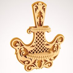 Lazer Kesim Vintage Duvar Rafı Dekor DXF Dosyası