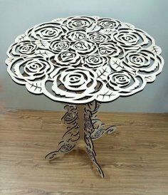 Lazer Kesim Dekoratif Çiçek Desenli Masa DXF Dosyası