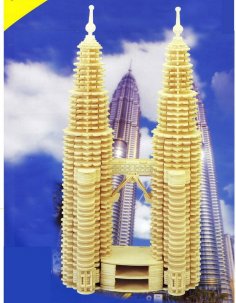 Lazer Kesim Malezya Petronas İkiz Kuleleri 3D Puzzle Ücretsiz Vektör