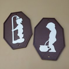 Lazer Kesim Ahşap Banyo Tabelaları Ücretsiz Vektör
