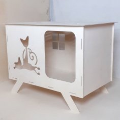 Lazer Kesim Kedi Evi Ücretsiz Vektör