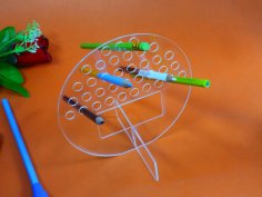 Lazer Kesim Sevimli Yuvarlak Şekilli Kalemlik Akrilik 3mm DXF Dosyası