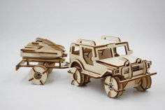 Lazer Kesim Jeep 3D Puzzle Ücretsiz Vektör