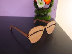 Lazer Kesim Ahşap Güneş Gözlüğü 3mm DXF Dosyası