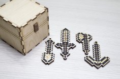 Lazer Kesim Minecraft Anahtarlık 3mm DXF Dosyası