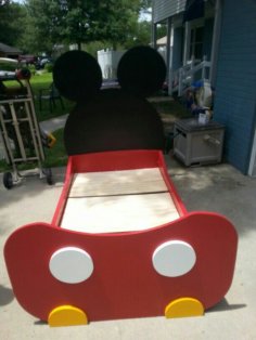 Lazer Kesim Mickey Mouse Çocuk Yatağı Şablonu DXF Dosyası