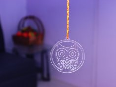 Lazer Kesim Baykuş Desenli Kazınmış Akrilik Kolye DXF Dosyası