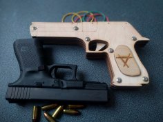 Lazer Kesim Lastik Bantlı Desert Eagle Tabanca DXF Dosyası