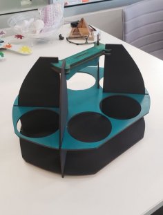 Lazer Kesim 6'lı Fincan Kahve Taşıma Kutusu 3mm DXF Dosyası