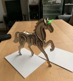 Lazer Kesim Unicorn 3D Puzzle SVG Dosyası