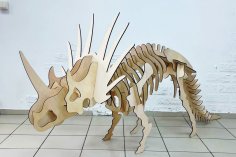 Lazer Kesim Triceratops 3D Puzzle 6mm Ücretsiz Vektör