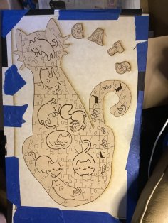 Lazer Kesim Sevimli Kediler Puzzle SVG Dosyası