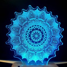 Lazer Kesim Mandala Gece Lambası LED Lamba DXF Dosyası
