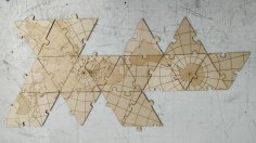 Lazer Kesim Dymaxion Dünya Haritası DXF Dosyası