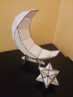 Lazer Kesim Düşük Poli Ay 3D Puzzle DXF Dosyası