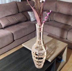 Lazer Kesim Ahşap Tasarım Vazo SVG Dosyası