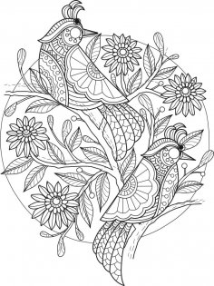 Zentangle Kuşları Ücretsiz Vektör