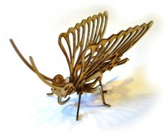 Lazer Kesim Ahşap Kelebek 3D Puzzle DXF Dosyası