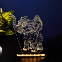 Lazer Kesim Bebek Fil 3D Lamba DXF Dosyası