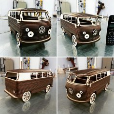 Lazer Kesim VW Camper Van 3D Puzzle Ücretsiz Vektör