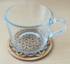 Lazer Kesim Yaşam Çiçeği Bardak Altlıkları DXF Dosyası