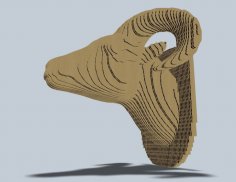 Lazer Kesim Koç Kafası Ödül Başlığı Katmanlı Duvar Dekoru 3mm DXF Dosyası