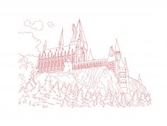 Lazerle Kazıma Harry Potter Hogwarts Cadılık ve Büyücülük Okulu Ücretsiz Vektör