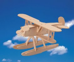Lazer Kesim Pontonlu Uçak 3D Puzzle DXF Dosyası